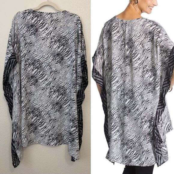 Chico’s Taffy High-Low Caftan Sleeve Tunic Kimono - Picture 6 of 12